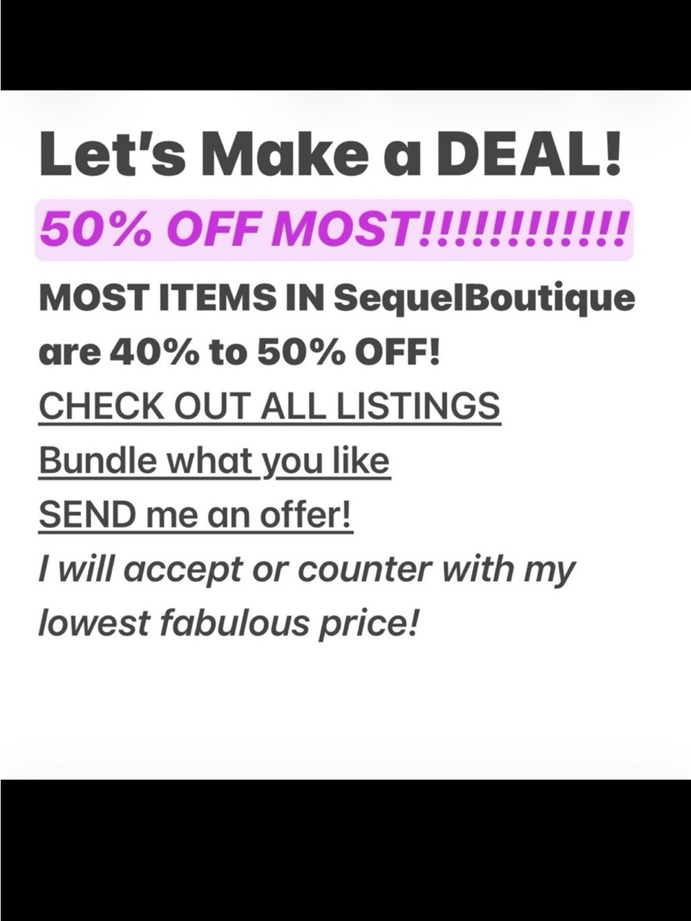 Anthropologie Women's Offer AnnouncementLETS MAKE A DEAL SALE!